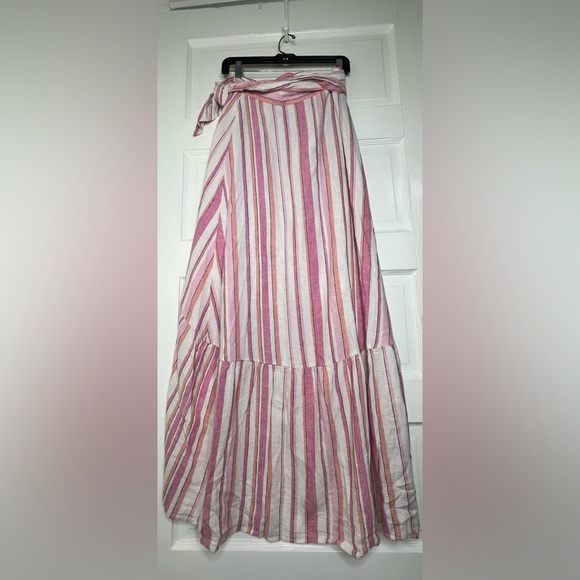 Ny&co pretty in pink wrap skirt linen blend small coral white NWT new maxi - Picture 7 of 8